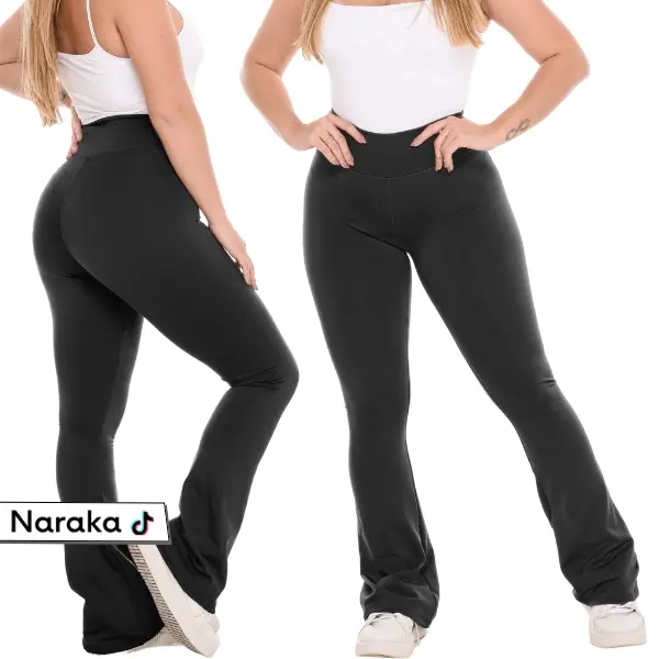 Calça Legging Flare Flanelada Boca de Sino Bailarina Cintura Alta