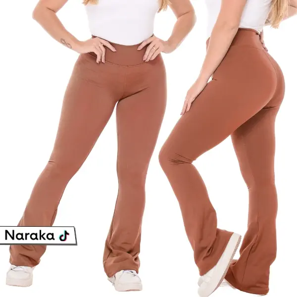 Calça Legging Flare Flanelada Boca de Sino Bailarina Cintura Alta