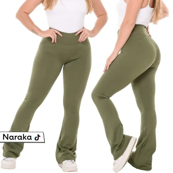 Calça Legging Flare Flanelada Boca de Sino Bailarina Cintura Alta