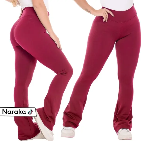 Calça Legging Flare Flanelada Boca de Sino Bailarina Cintura Alta