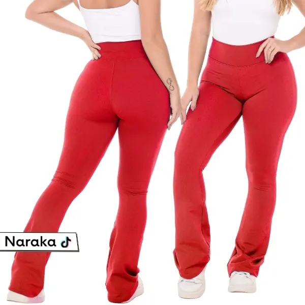 Calça Legging Flare Flanelada Boca de Sino Bailarina Cintura Alta